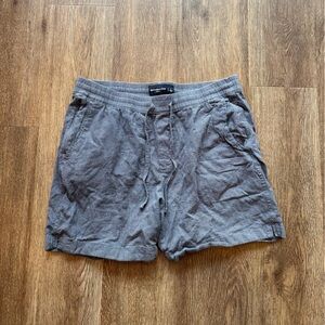 Abercrombie & Fitch Men's Textured Blue Linen Blend Shorts